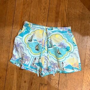 Cynthia Rowley Sleepwear Tropical Print Shorts with Sailboat Design